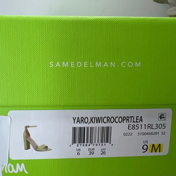 Sam Edelman Yaro Ankle Strap Block Heel Sandal Kiwi Croc Women 9M Tried On - Picture 10 of 10